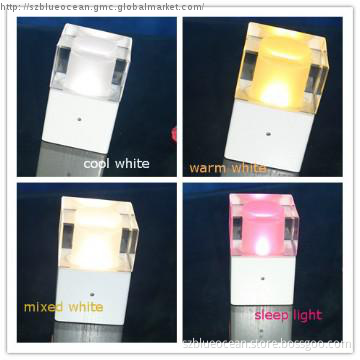 Modern LED night light with crystal wooden base